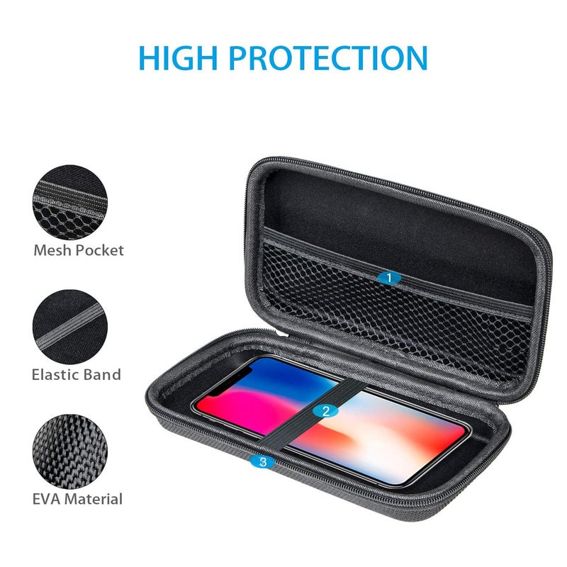 GLCON 3 Colors Hard EVA Protective Case - Portable Storage for Charging Cable, Power Bank, Hard Drive, Cell Phone, External Battery - Small Travel Case With Mesh Inner Pocket + Zipper Enclosure - Image 4